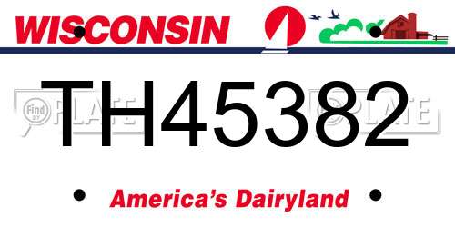 TH45382 Wisconsin License Plate