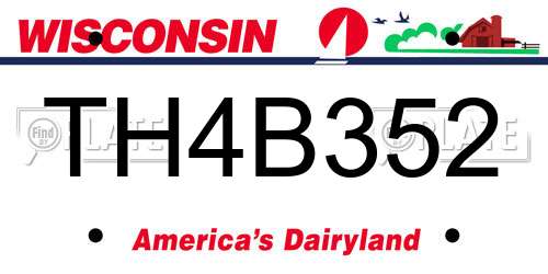 TH4B352 Wisconsin License Plate