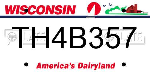 TH4B357 Wisconsin License Plate
