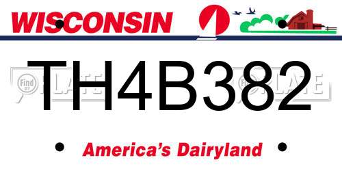 TH4B382 Wisconsin License Plate
