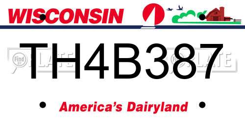 TH4B387 Wisconsin License Plate