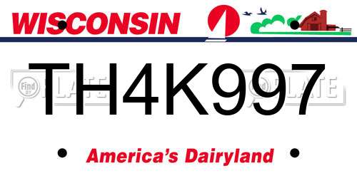TH4K997 Wisconsin License Plate