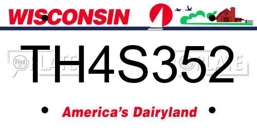 TH4S352 Wisconsin License Plate