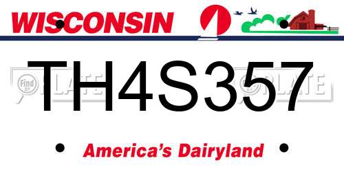 TH4S357 Wisconsin License Plate