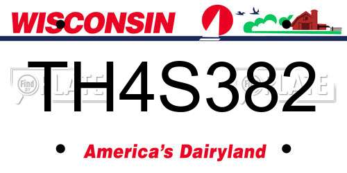 TH4S382 Wisconsin License Plate