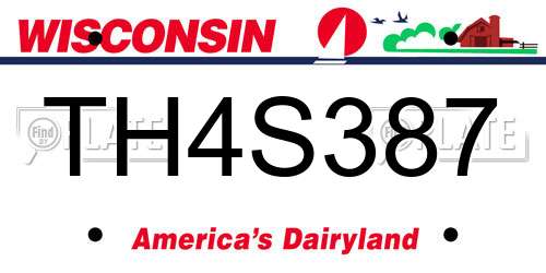 TH4S387 Wisconsin License Plate