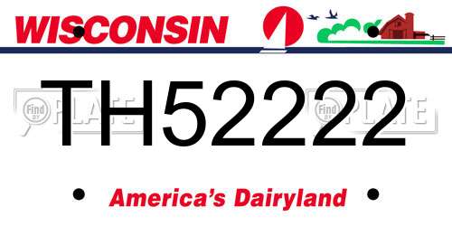 TH52222 Wisconsin License Plate