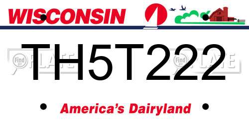 TH5T222 Wisconsin License Plate