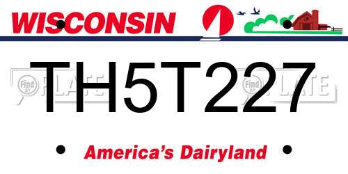 TH5T227 Wisconsin License Plate