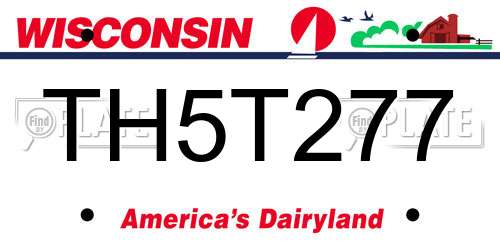 TH5T277 Wisconsin License Plate