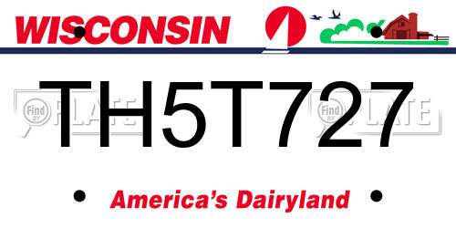 TH5T727 Wisconsin License Plate