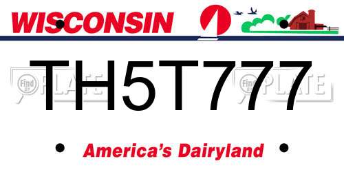 TH5T777 Wisconsin License Plate
