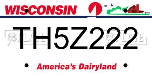 TH5Z222 Wisconsin License Plate
