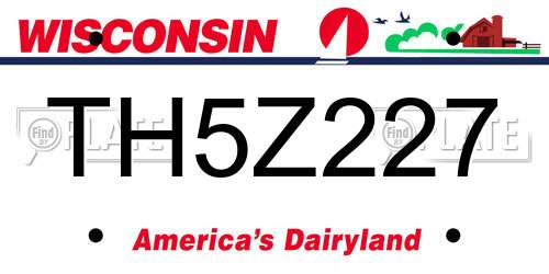 TH5Z227 Wisconsin License Plate
