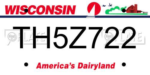 TH5Z722 Wisconsin License Plate