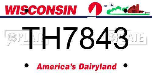 TH7843 Wisconsin License Plate