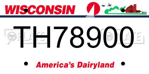 TH78900 Wisconsin License Plate