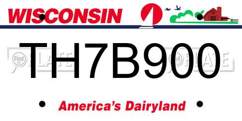 TH7B900 Wisconsin License Plate