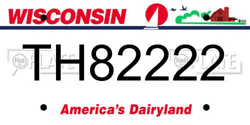 TH82222 Wisconsin License Plate