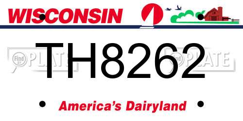 TH8262 Wisconsin License Plate