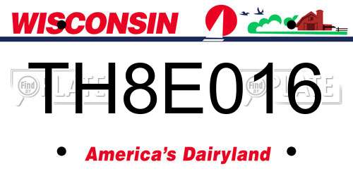 TH8E016 Wisconsin License Plate