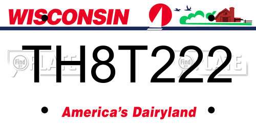 TH8T222 Wisconsin License Plate