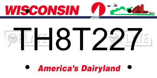 TH8T227 Wisconsin License Plate