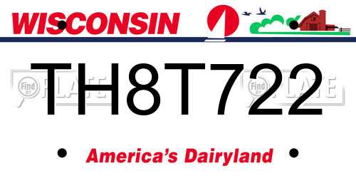 TH8T722 Wisconsin License Plate