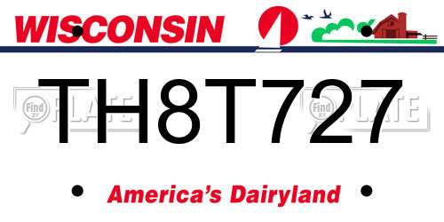 TH8T727 Wisconsin License Plate