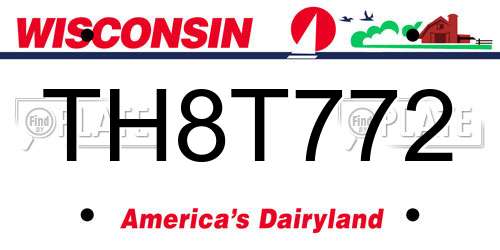 TH8T772 Wisconsin License Plate