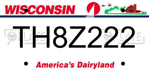 TH8Z222 Wisconsin License Plate