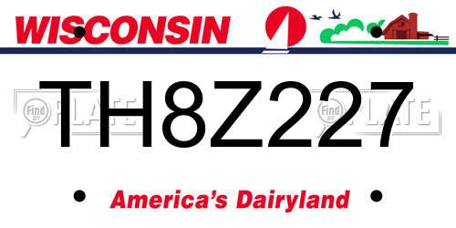 TH8Z227 Wisconsin License Plate