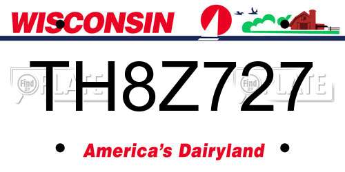 TH8Z727 Wisconsin License Plate