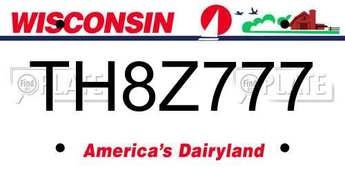 TH8Z777 Wisconsin License Plate