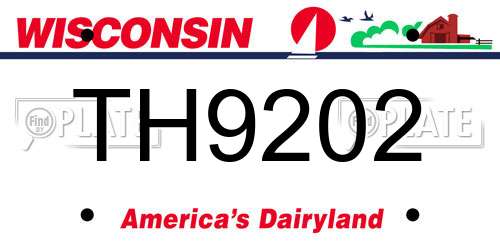 TH9202 Wisconsin License Plate