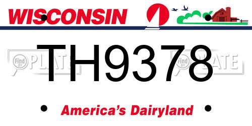 TH9378 Wisconsin License Plate