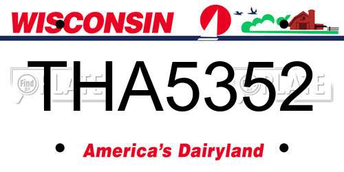 THA5352 Wisconsin License Plate