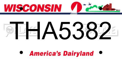 THA5382 Wisconsin License Plate