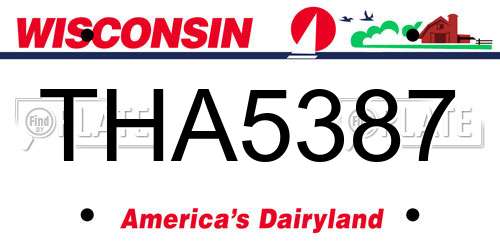 THA5387 Wisconsin License Plate