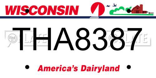 THA8387 Wisconsin License Plate