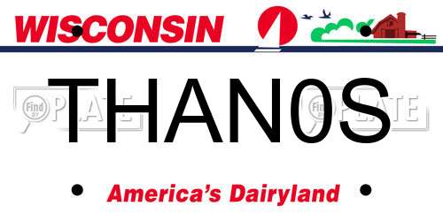 THAN0S Wisconsin License Plate