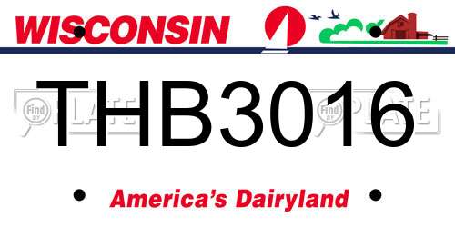 THB3016 Wisconsin License Plate