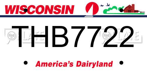 THB7722 Wisconsin License Plate