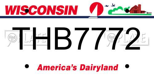 THB7772 Wisconsin License Plate