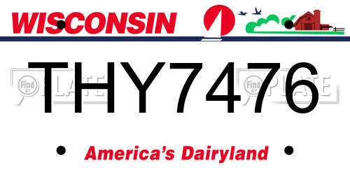 THY7476 Wisconsin License Plate