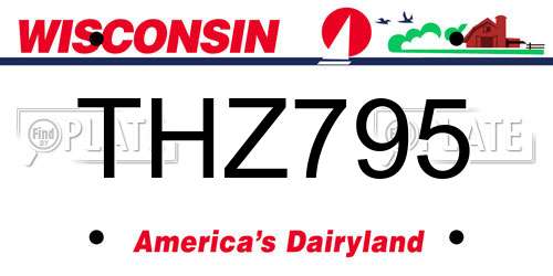 THZ795 Wisconsin License Plate