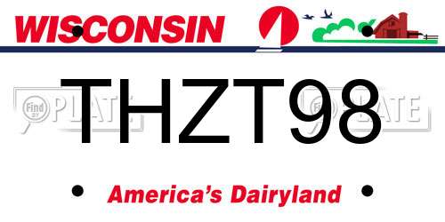 THZT98 Wisconsin License Plate