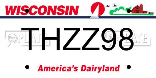 THZZ98 Wisconsin License Plate