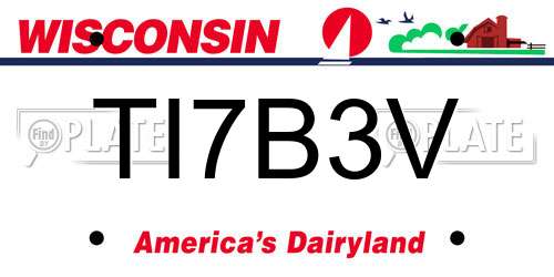 TI7B3V Wisconsin License Plate