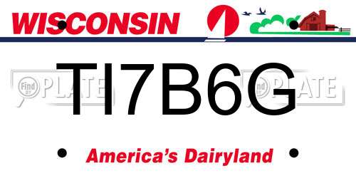 TI7B6G Wisconsin License Plate